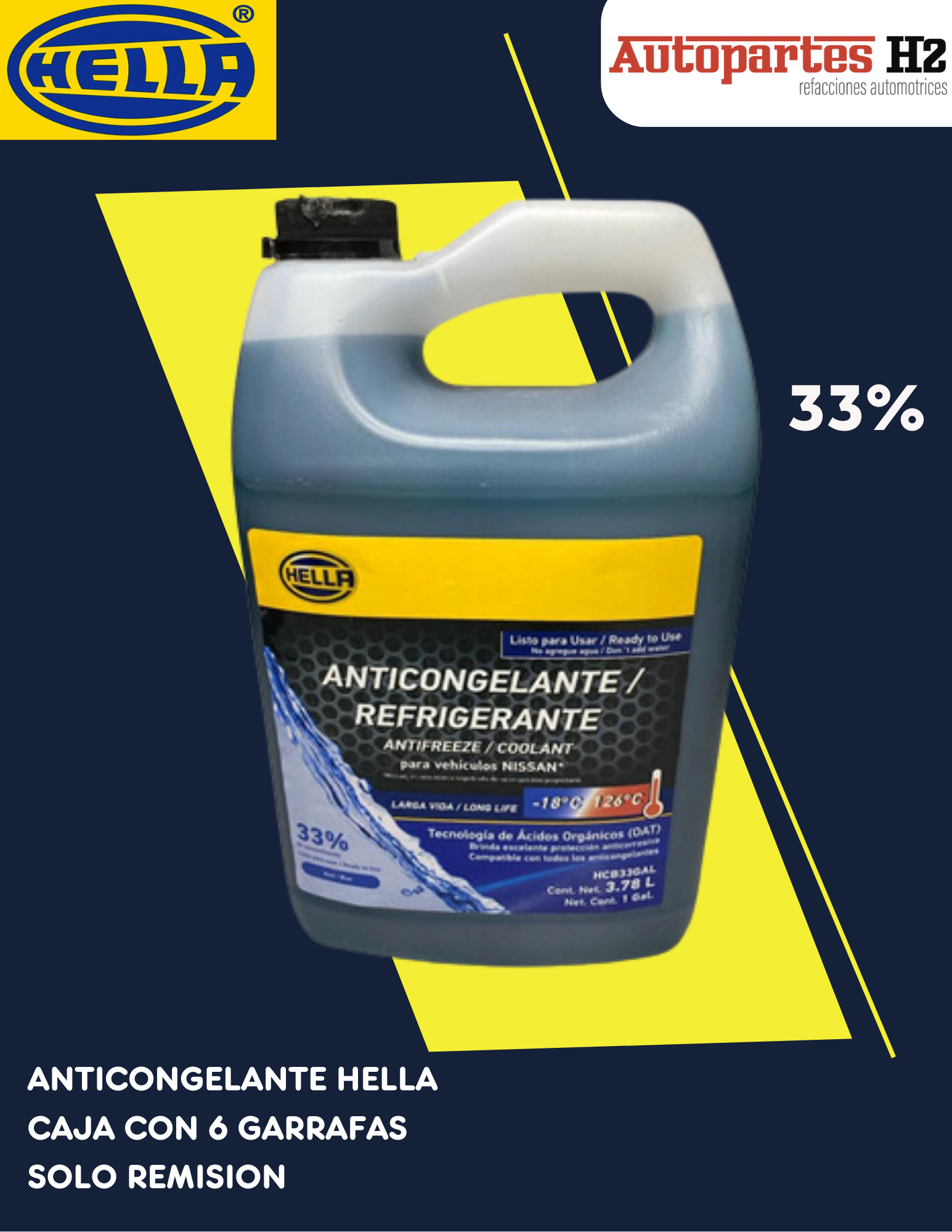 ANTICONGELANTE HELLA  AZUL 3.78L GARRAFA